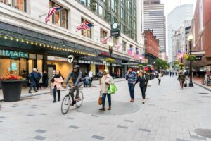 A shopping district within downtown Boston Credit: istock photos